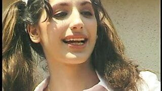 Babysitter gets fucked by tanned old man and swallows a load