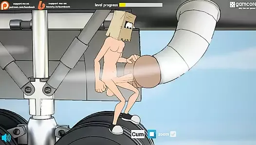 “Fuckerman soars high, anime passion fuels, in-flight ecstasy begins.”