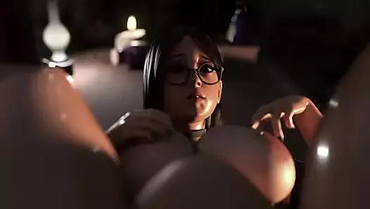 In the 3D Hentai, the witch transforms, unleashing futa magic.