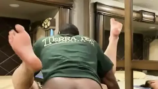 Landscaper and housewife lay on bed.