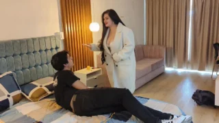 Stepson performs oral, husband prepares anal entry.