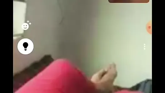 Wife’s nightly video call, handjob culminates in shared release, black screen.