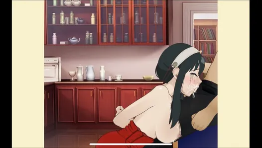 Yor, in lap, devours cock, SDT, anime-driven passion.