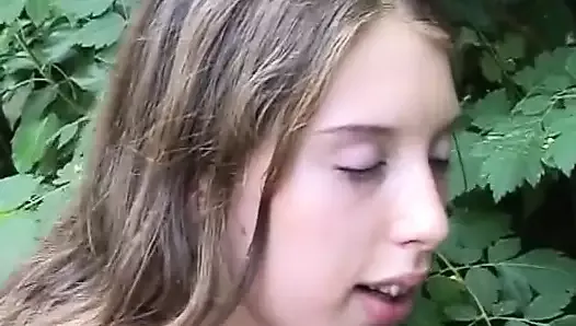 Young German amateur delights in outdoor pleasure.